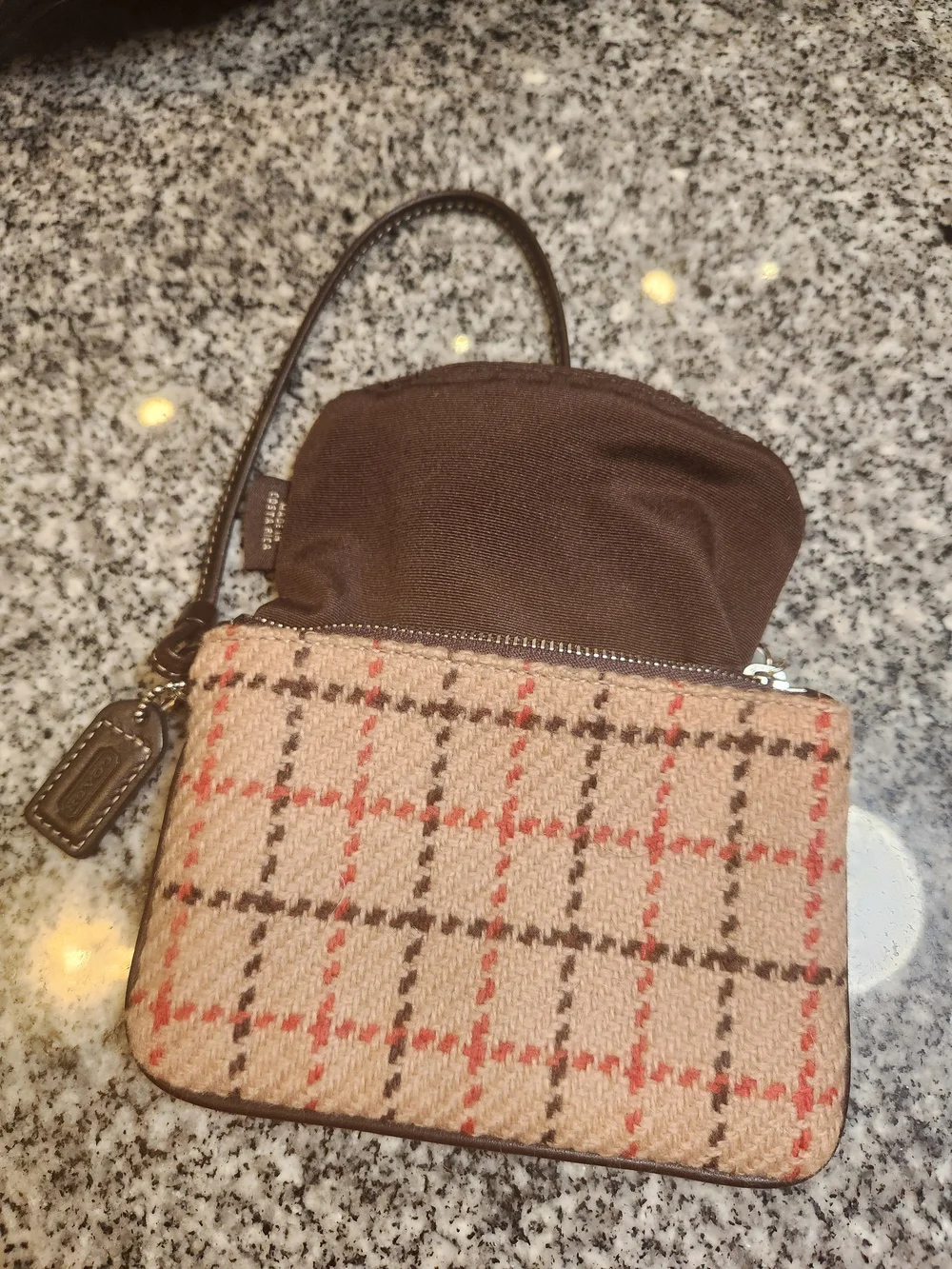 Coach Rare Vintage Plaid Tweed Wristlet Wallet